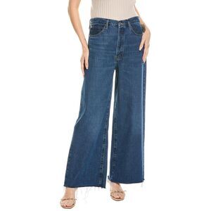 Frame Denim Womens  Le Low Blindspot Raw Fray Baggy Wide Leg Jean, Blue